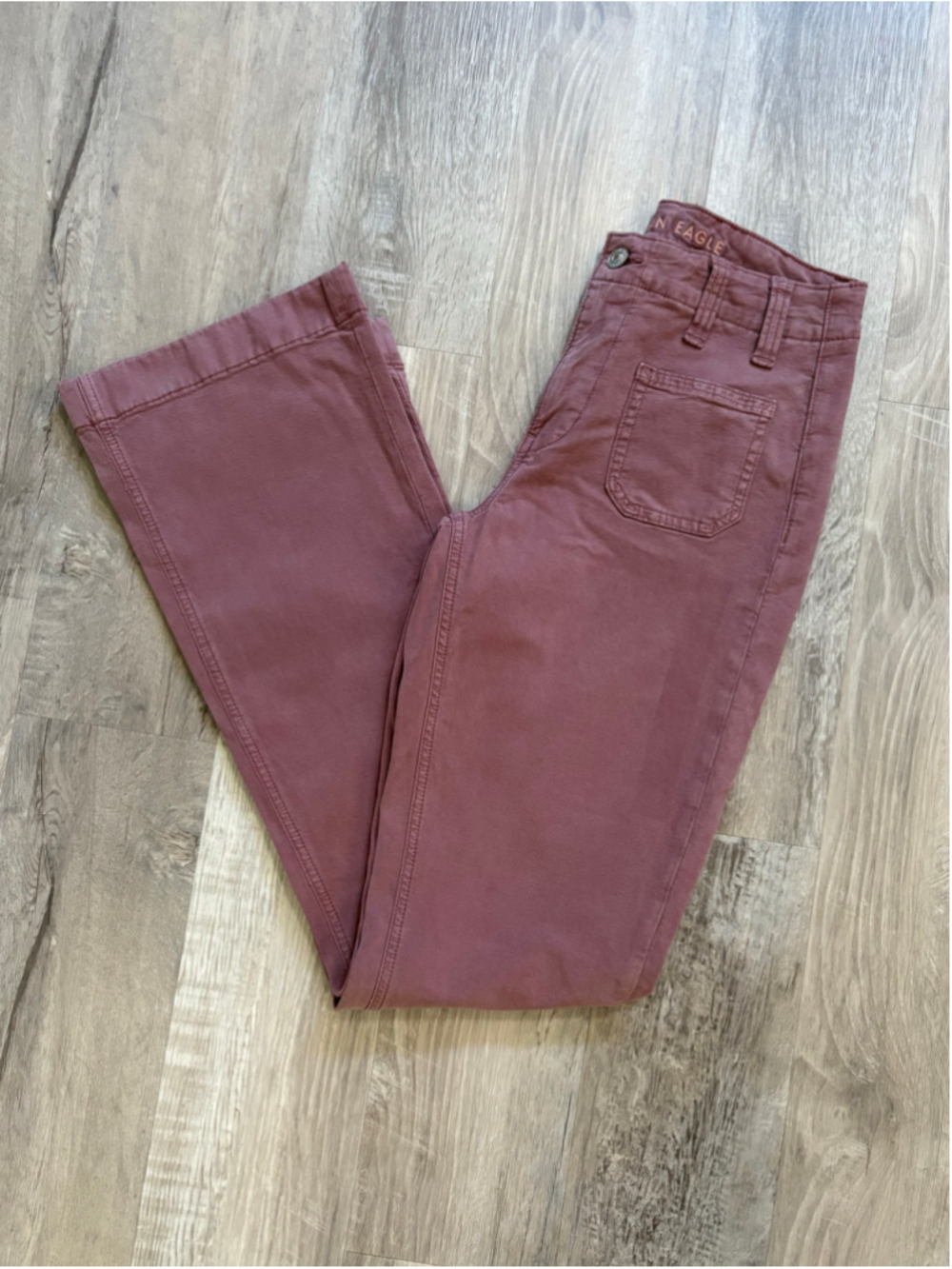 American Eagle Classic Boot Stretch Utility Pants Mauve Rose Pink Size 2 Long